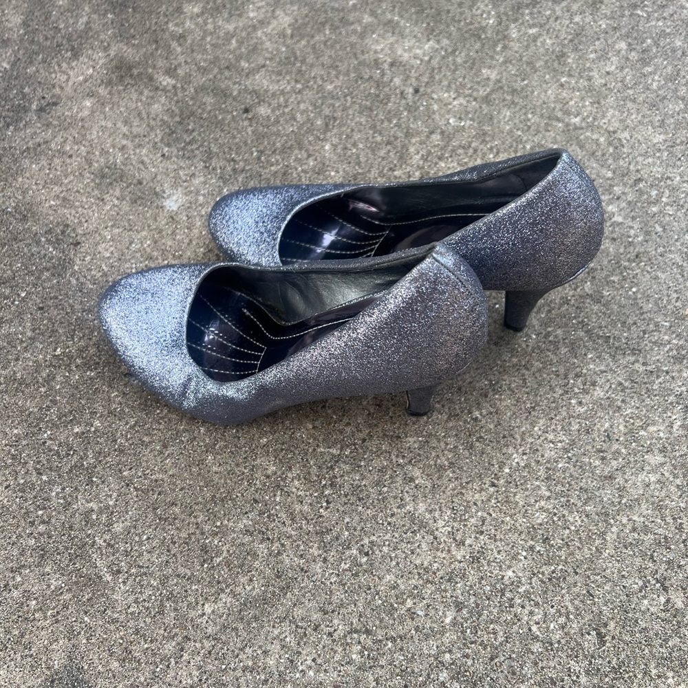 Elegant Silver Glitter Heels